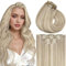 Vivien Echthaar Extensions Clip Blond Gesträhnt Clip in Extensions Echthaar Goldblond und Mittelblond Doppelter Schuss 50cm 120g 7Pcs