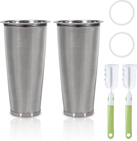 Modixun 2pcs Cold Brew Filter - Cold Brew Coffee Filter for 32oz Wide Mouth Mason Jar Cold Brew Coffee Maker Pitcher, 304 Stainless Steel Mesh Cold Brew Strainer Infuser for Iced Coffee Tea Maker