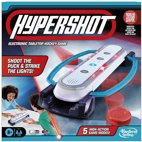 Hasbro Gaming Hypershot - Juego electrónico de Hockey de Mesa | 5 Juegos en 1 | Música, Luces y Sonidos | A Partir de 8 años | para 1 a 2 Jugadores | Juegos de Mesa para niños
