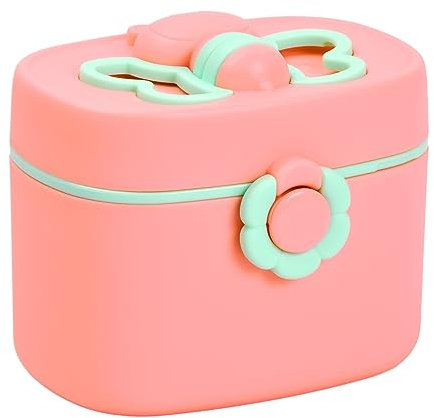 Boite Lait en Poudre Bebe, 410ml Doseur de Lait Bebe, Distributeur Lait en Poudre Bebe, Boite Doseuse de Lait, Boîte de Lait Portable avec Barre de Nivellement et CuillèRe (Rose)