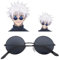 Tongyundacheng Gojo Satoru Sonnenbrille Anime Cosplay Gojo Satoru Brille Runde Sonnenbrille Halloween Cosplay Requisiten Zubehör