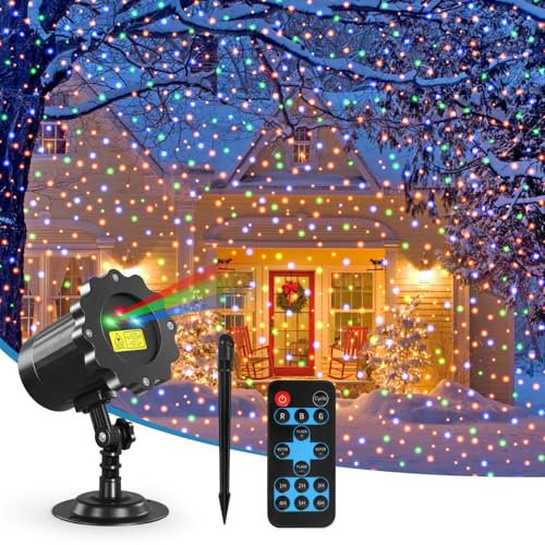Christmas Projector Lights Outdoor, Christmas Laser Lights Outdoor, 3 Colors Moving Star Projector with Remote Control,Holiday Decorations Outside with 16.5ft Cord,IP65 Waterproof-for Garden/Party