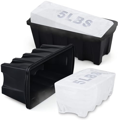 Kovshuiwe Lot de 2 moules à glaçons extra larges en forme de briques glacées de 4,5 kg - Moule professionnel en silicone pour travaux manuels - Idéal pour revitaliser les bains de glace, les glacières