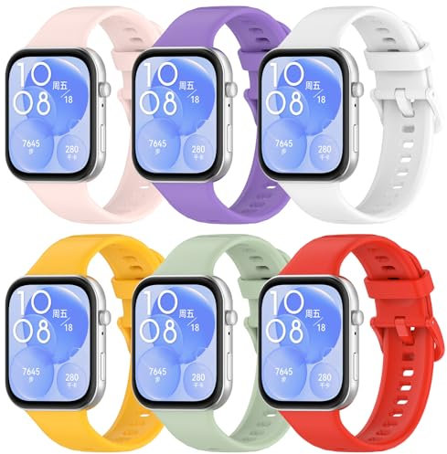 BDIG 6 Stück Armband Kompatibel mit Huawei Watch Fit 4/Fit 3 Damen Herren,Silikon Sport Ersatzarmband Kompatibel mit Huawei Watch Fit 4/Fit 3