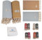 AYOZHA 2er Set Luxus Hamamtuch XXL 180x95 cm - 100% Baumwolle Schnelltrocknend Sandfrei vorgewaschen kompakt - Perfekt für Strand, Sauna, Picknick und Reise (Senf - Eisblau)