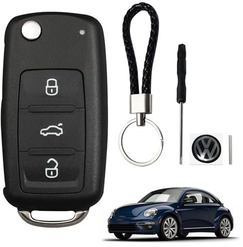 3 Boutons Télécommande Boîtier Clef, Coque de clé de Voiture Pliante de Remplacement pour VW Golf Mk6 T1guan Polo Passat CC Seat Skoda Octavia