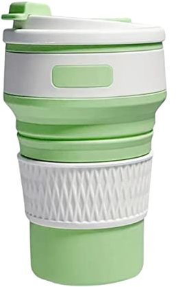 Jeorywoet Collapsible Coffee Cup Reusable Foldable Silicone Travel Mug with Lid for Hiking Camping Picnic Green Collapsible Coffee Cup