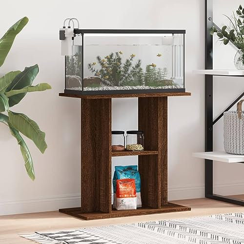 Tidyard Aquariumständer Aquarienschrank Aquariumregal Aquariumschrank Mit 3 Ablagen Aquarienunterschrank Unterschrank Braun Eichen-Optik 60x30x60 cm Holzwerkstoff