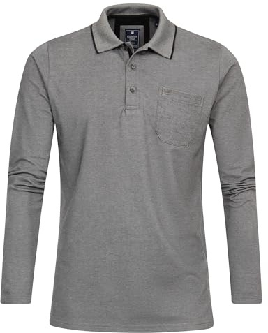 Redmond Polo-Shirt Langarm Uni nah 70 grau 4XL