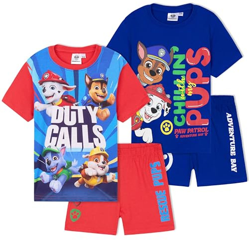 Paw Patrol Boys Pyjama Set 2-6 Yrs, 2 Pack Short Pj Bottoms Crew Neck Kids T-shirts, Soft Comfy Loungewear, Gifts for Boys (2-3 Years, Multi Paw Patrol, 2 Pack)