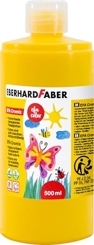 EBERHARD FABER 574907 - Transparentmalfarbe EFA Cromix gelb, 500 ml, nicht mischbare Bastelfarbe für Kinder