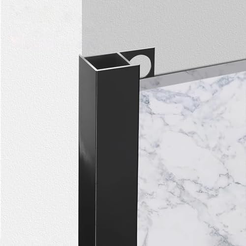 Raouoae Aluminium Fliesen Abschlussleiste Eckprofil 125 cm* 2 Stück Dekoratives WinkelprofilFliesenleiste Für Boden Und Wandkanten Schutzprofil Für Fliesenabschlüsse Und Kanten(Black,Width:12mm)