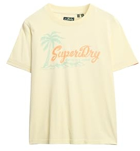 Superdry Damen Locker geschnittenes Lo-Fi Outdoor-T-Shirt Pastell Gelb 42
