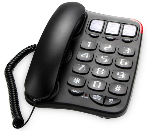 SIWMER Large Button Corded Phone for Seniors - Photo Speed Dial, Volume Control, Speakerphone, Extra-Long Cord, Flash Alert, Easy-to-Use Desk Telephone，Suitable for Multiple scenarios