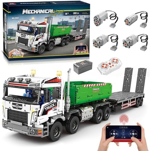 Technik LKW mit Anhänger, 2852 Teile mit 4 Motoren, Technic 2.4G RC Fernbedienung Truck Bausteine Modell