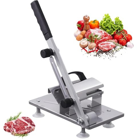 Cutter de viande manuel, planche à découper au boeuf - Cutr de viande commerciale manuelle - coupe épaisse réglable sûre pour les aliments en acier inoxydable avec mangue ergonomique
