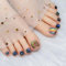 GlamRays Faux Ongles Pour Pieds Carré Court Noir pour Ongles de Pied Strassés Ongles Gel Pleine Couverture Faux Ongles 24 Pièces