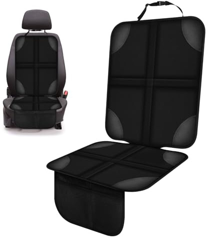 TOSAVGA Kindersitzunterlage, rutschfest Wasserabweisender Autositzschoner, Autositzauflage zum Schutz Autositze, Autositzauflage mit Netztaschen, Isofix Geeigneter Sitzschoner für Alle Kindersitze