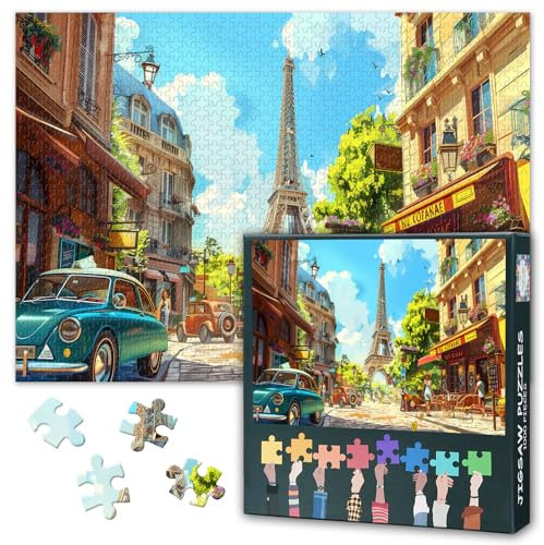 Puzzles für Erwachsene 1000 Stücke Paris Eiffelturm Puzzle 1000 Stücke Herausfordernd, lebendiges Detail Ideal für Puzzle-Enthusiasten Teens Bildungsspielzeug Fertige Größe: 70x50cm