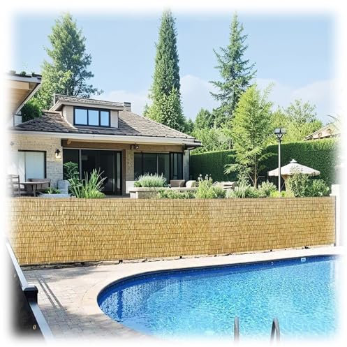 Cerca De Caña Natural - Valla Panel Seto Pantalla Cañizo para Exteriores Estera Decorativa Y Sostenible con Brida para Cables