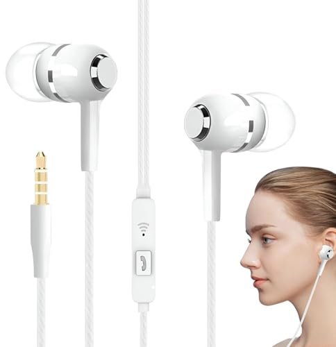 Ahuuen Cuffie con cavo, cuffie in-ear cablate con microfono, jack da 3,5 mm con cancellazione del rumore, per viaggi, aereo, studio, registrazione, allenamento, scuola, produzione musicale