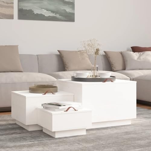 Hoopleep Aufbewahrungsboxen mit Deckeln, 3er-Set Weiß Massivholz Kiefer, vielseitige Holz-Kisten für Schrank, Speisekammer, Küche, Moderne Möbel-Lösung