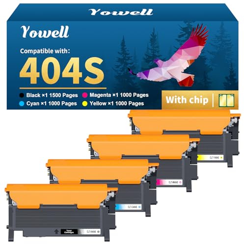 Yowell CLT-P404C CLT-404S Toner Set Kompatibel für Samsung 404S | Kompatibel für Samsung C480W C480FW für Xpress C480W C480FW C410W C430 C430W C460 C460FW C460W CLP-360 CLP-365, CLT-P404C-4PK