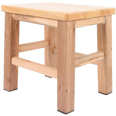 PLAFOPE Holzhocker Niedrig 25cm Quadratisch Tragbar rutschfest und Gummi für Haushalt und Badezimmer als Praktischer Schuhwechselhocker