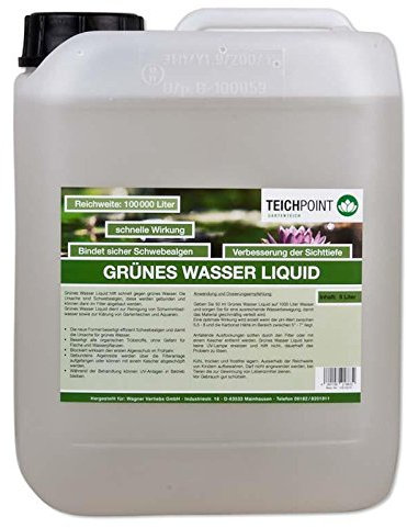 Teichpoint Grünes Wasser Liquid - flüssiger Schwebealgen verdränger auch im Schwimmbad Pool oder Aquarium (5 Liter)