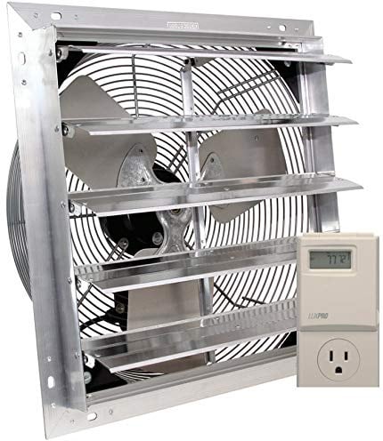 VES Exhaust Fan, 3 Speed Shutter Fan, Box Fan, with 9 Foot Cord for Indoor or Outdoor Ventilation (24 Inches with Control) (24 Inch w/Control)