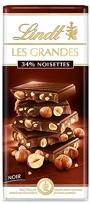 LINDT Tavoletta Le Grandes Cioccolato Fondente con Nocciole, Formato 150 g