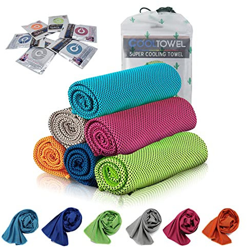 GUGELIVES [6 Pack Cooling Towel, Ice Sports Towel, Cool Towel for Instant Cooling,for Yoga, Travel, Golf, Gym,Camping, Fitness, Running, Workout & More Activities (35x12)