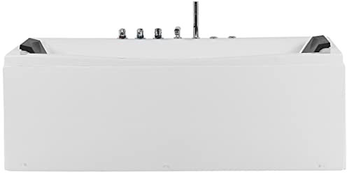 Baignoire Balnéo en Acrylique Blanc avec Fonction Hydromassage 2 Appui-Têtes et Éclairage LED intégré pour SPA à Domicile Beliani