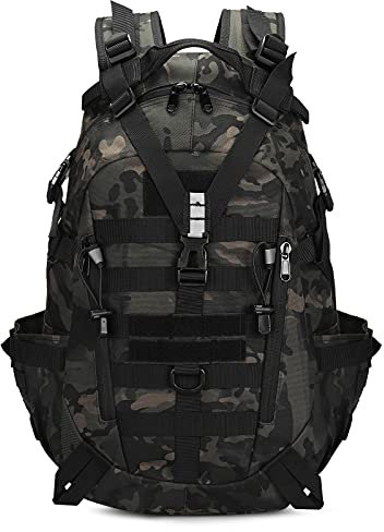 HUNTVP 30L Taktischer Rucksack Militär Wanderrucksack MOLLE Fahrradrucksack Bundeswehr Daypack Wasserdicht Sportrucksack Tagesrucksack für Sport Outdoor Wandern Trekking,Typ-2 Camo