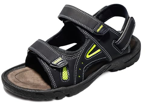JOMIX Sandales Homme avec Scratch Chaussures de Randonnée d'été pour Plage Piscine Sport Marche, C Noir, 44 EU
