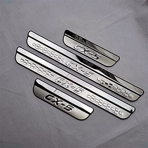 ENFILY 4Pcs Car Outer Door Sill Kick Plates Protector Accessories for Mazda CX5 CX-5 2017-2022, Scuff Guard Threshold Welcome Pedal Strip Cover, Stainless Steel Styling Decoration