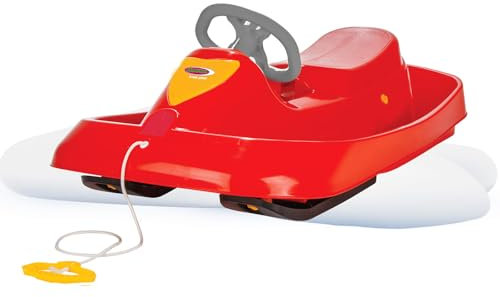 JAMARA Snow Play Bob Ralley 100 cm mit Lenkrad - Kippschutz durch breite Bauform, schlagzäher Kunststoff, Lenkrad mit Stahllenkstange, Handbremse mit Stahlkrallen, Seil mit Griff