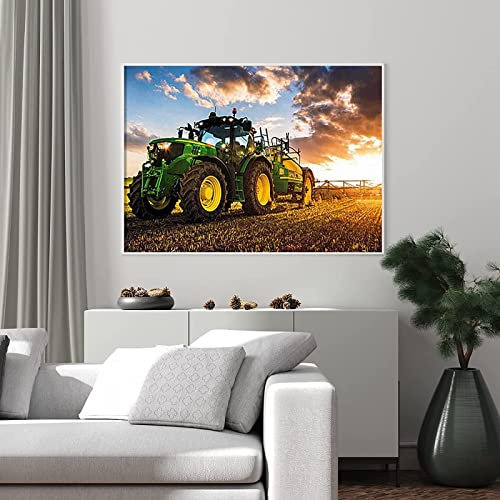 LXTOPN Maschine Traktor Bilder Leinwandbild,Landwirtschaft Ernte Landschaft Leinwand Malerei,ModerneHD Druck Poster Traktor leinwand Ölgemälde Dekor Kein Rahmen (50x75cm)