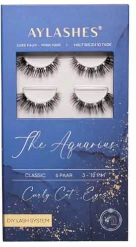 AYLASHES Limited Edition Sternzeichen The Aquarius DIY Wimpernextensions für zu Hause 6 Paar Wimpern mit bis zu 7 Tage Halt