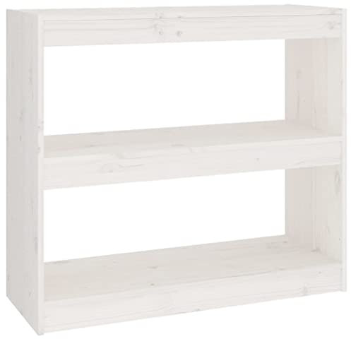 vidaXL Bücherregal Raumteiler Standregal Aktenregal Raumtrenner Regal Wandregal Büroregal Mehrzweckregal Weiß 80x30x71,5cm Massivholz Kiefer