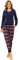 Mnemo Pyjama Femme Ensemble à Carreaux Coton Manches Longues, Bleu-Rose avec Fil d'Or, M