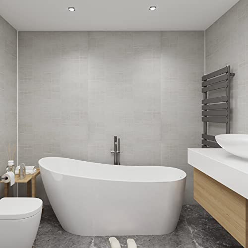 NRG 1m x 2.4m Brick Effect PVC Wall Panels Decorative Bathroom Wall Cladding Ceiling Kitchen Matt Grey Tile(2 PCS)