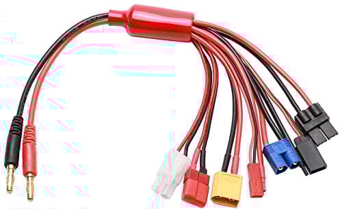 Pxyelec RC Lipo Battery Charger Adapter Connector Splitter Cable, 8 in 1 Convert Wire to 4.0mm Banana Plug Compatible with TRX, EC3, JST, Futaba, XT60, T- Dean
