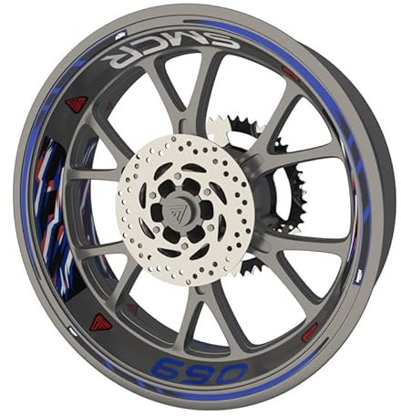 Felgenrandaufkleber für Motorrad KTM 690 SMC R Premium Qualität (Aufkleber für 2 Felgen) (blau)
