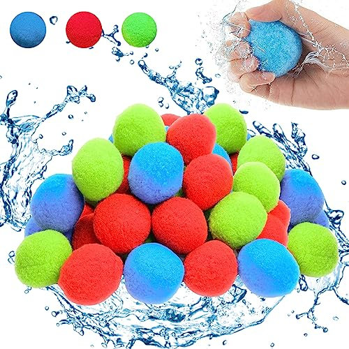 Wasserbomben Wiederverwendbar Baumwoll Wasserbomben Splash Bälle Trampolin Wasserball Wasserbomben Wasserschlacht Bälle für Wasserschlacht im Garten Pool und Trampolin Sommer (30 Stück)