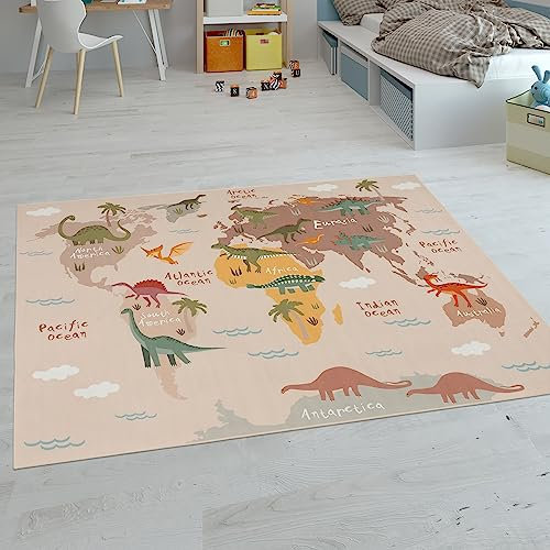 Paco Home Kinderteppich Teppich Kinderzimmer Spielteppich Junge Mädchen Modern rutschfest, Grösse:160x220 cm, Farbe:Beige 2