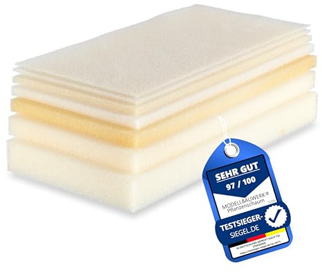 Premium Pflanzenschaum!- 3mm mittel creme 250x500mm PPI20 Filter-schaum Vegetationsschaum Polyurethan Architektur-Modellbau Baumkronen Büsche Landschaftsgestaltung Aquaristik Diorama Basteln Hobby
