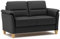 CAVADORE Leder 2er-Sofa Palera / Landhaus-Couch mit Federkern + massiven Holzfüßen / 149 x 89 x 89 / Leder Schwarz