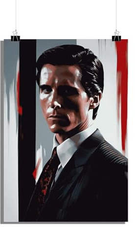 25 Artstreet Patrick Batemanposter | Amerikanische Psychokunst | Christian Bale | Filmcharakterporträt | Filmische Wanddekoration | Popkultur-Kunst (60x90)