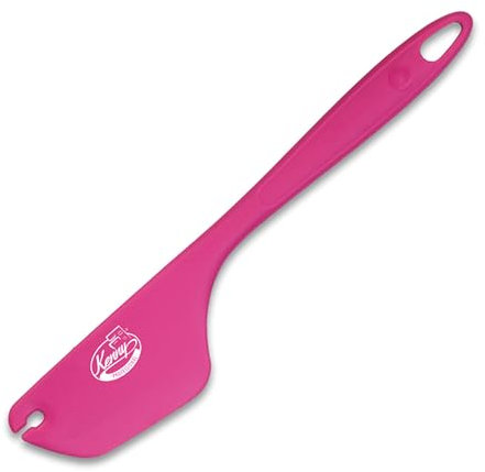Kenny Professional Teigschaber 2 in1 mit Kniff zum Portionieren & Sauber Abstreifen | aus Edelstahl & BPA freiem Silikon Teigspachtel Teigschneider (pink)